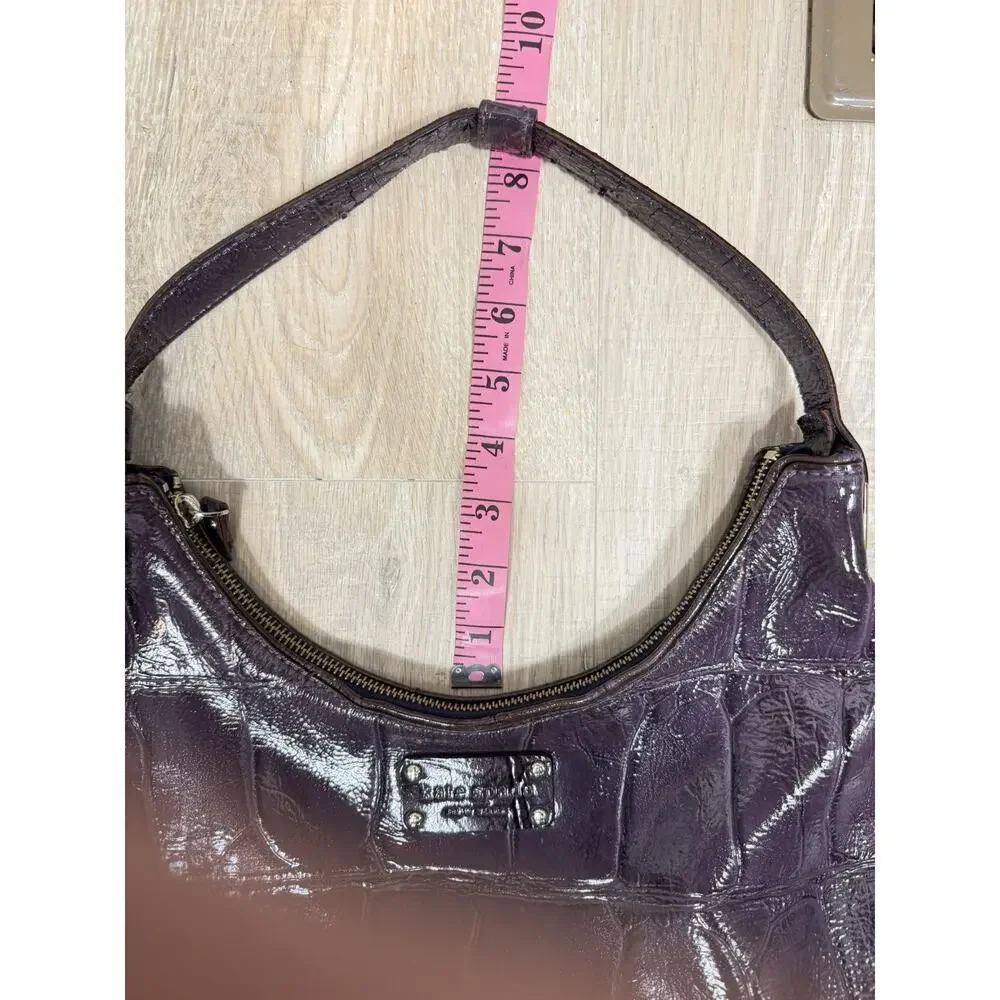 Kate Spade Purple Croc-Embossed Leather Shoulder Bag Hobo